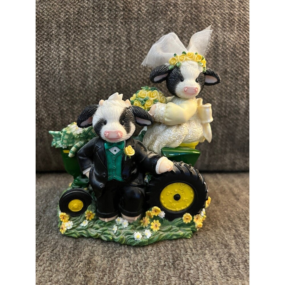 Vintage Enesco Mary's Moo Moos "For-heifer, My Deere" John Deere Wedding Figurin